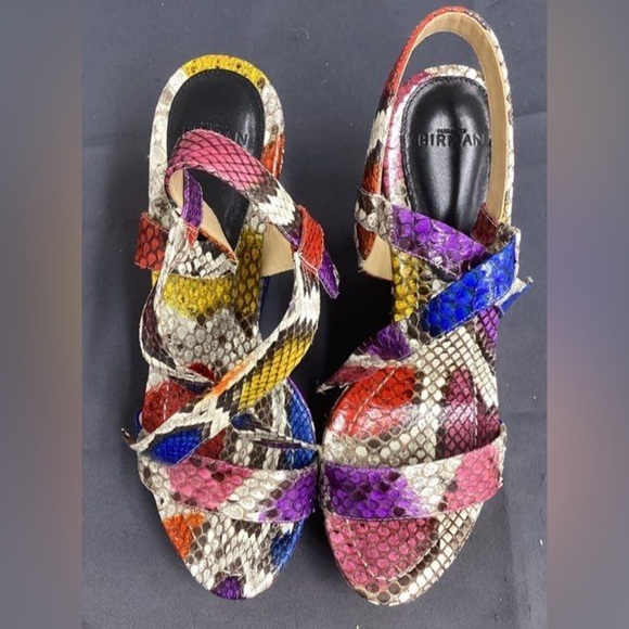 Alexandre Birman, 39.5 EU / 9 US, Snakeskin, Strappy Wedge Platform Shoes, EUC - Picture 4 of 13